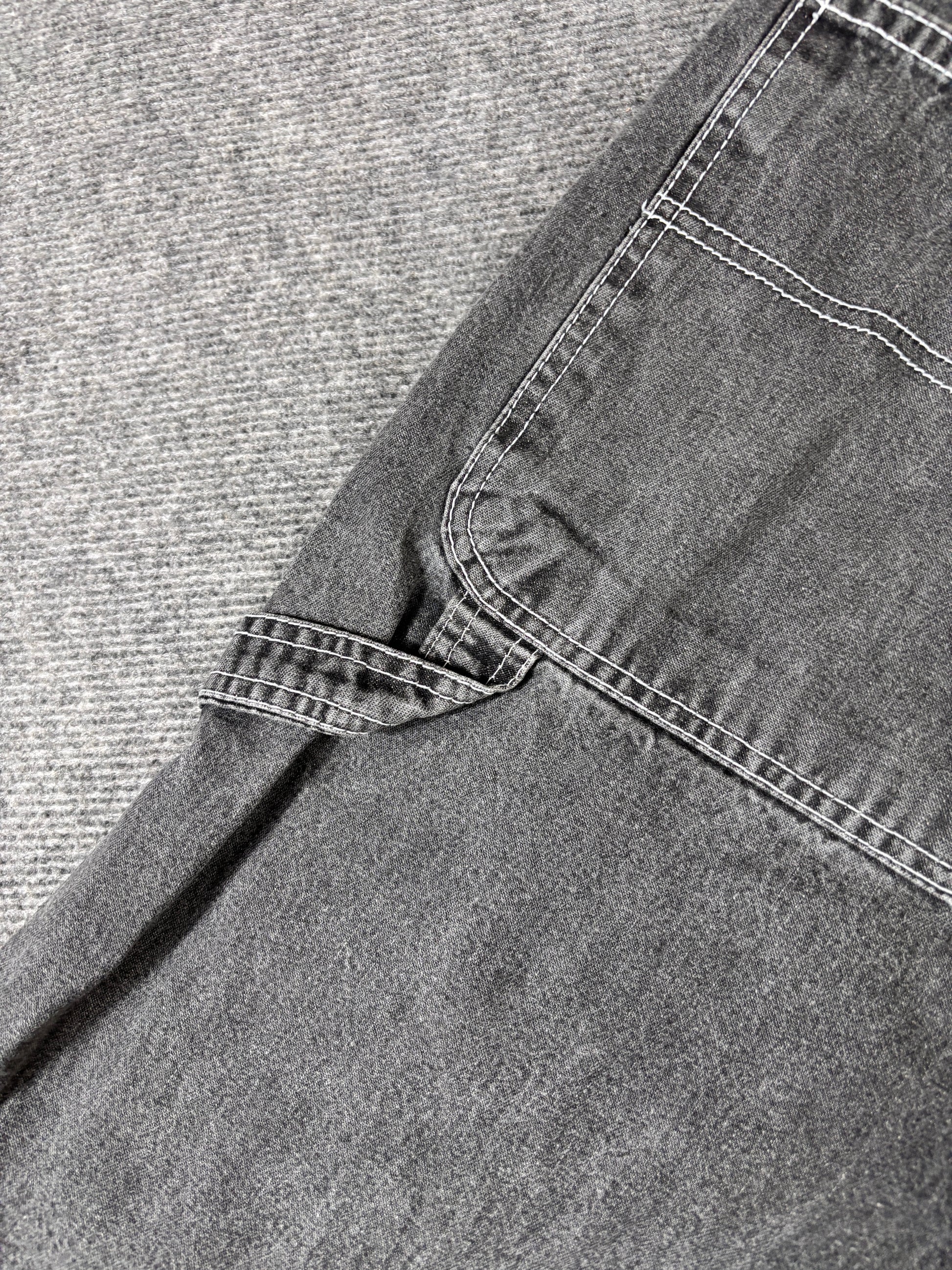 Vintage Mentaga NYC Denim Carpenter Shorts Size 42 Grey Baggy Wide Leg Hip Hop