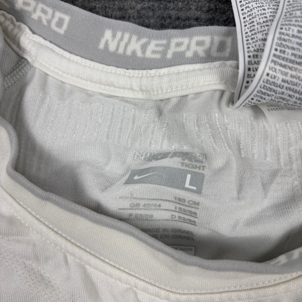 Nike Pro Activewear Tank Men's Large White Grey Tight Fit Gym Shirt