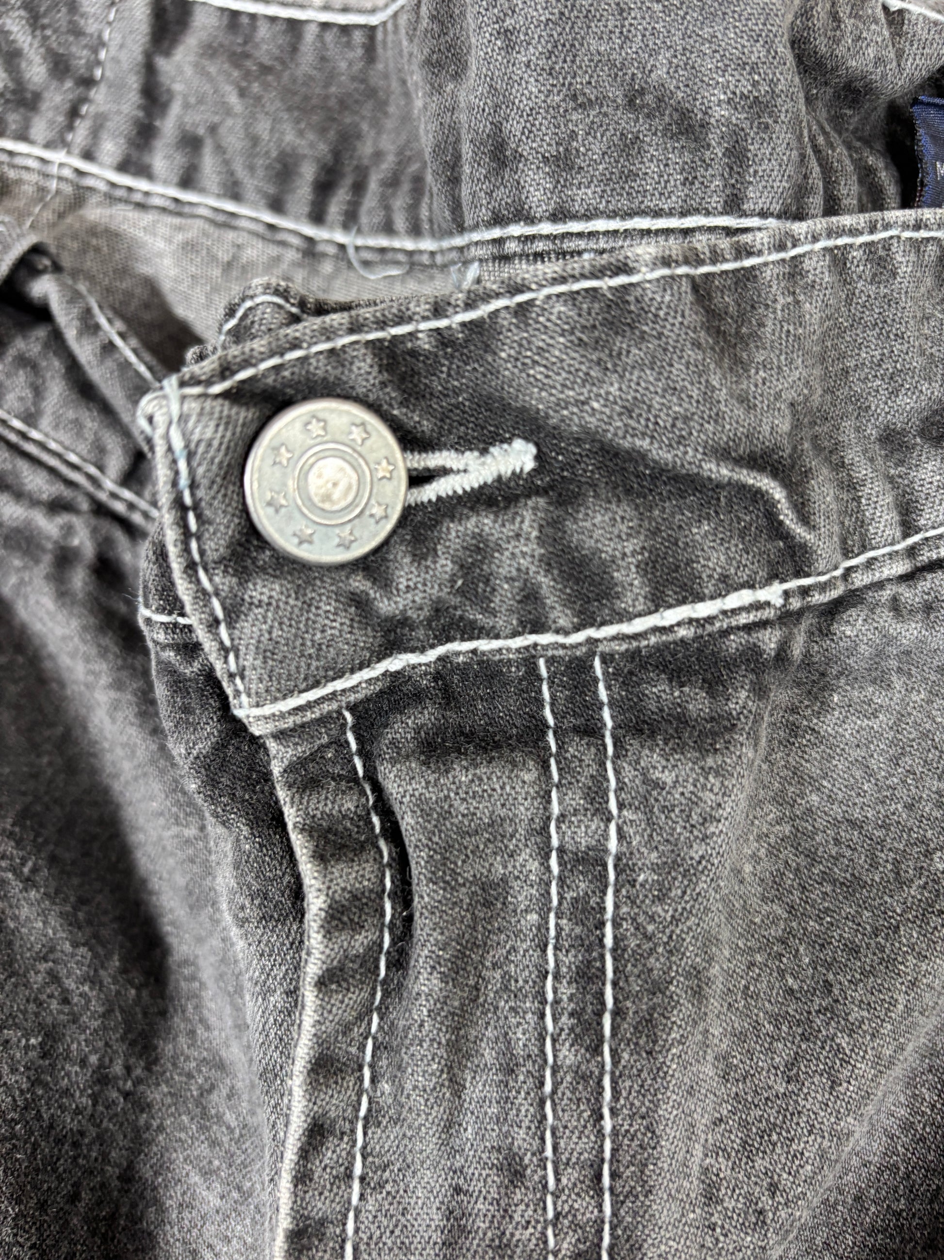 Vintage Mentaga NYC Denim Carpenter Shorts Size 42 Grey Baggy Wide Leg Hip Hop