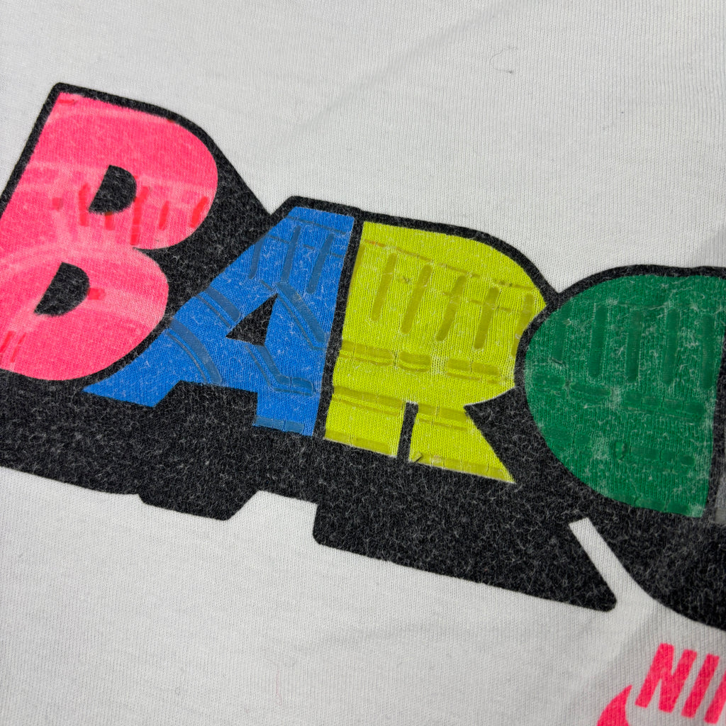 y2k Nike Barcelona T-shirt Women's Small White Colourful Tee