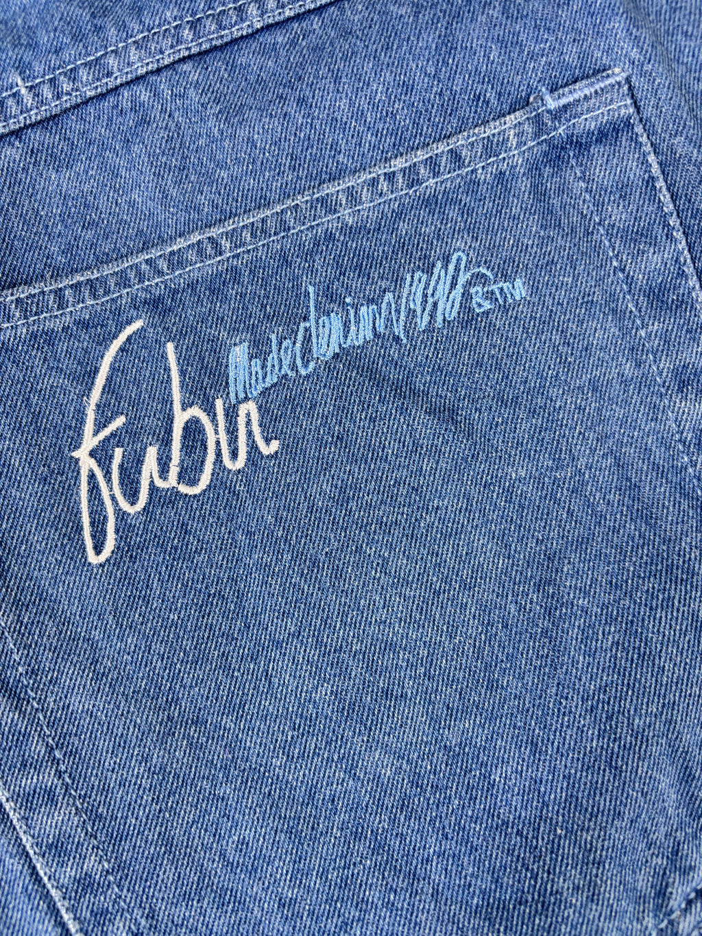 Vintage FUBU Carpenter Cargo Denim Shorts Men’s 46 Mid-Wash Super Baggy Hip Hop