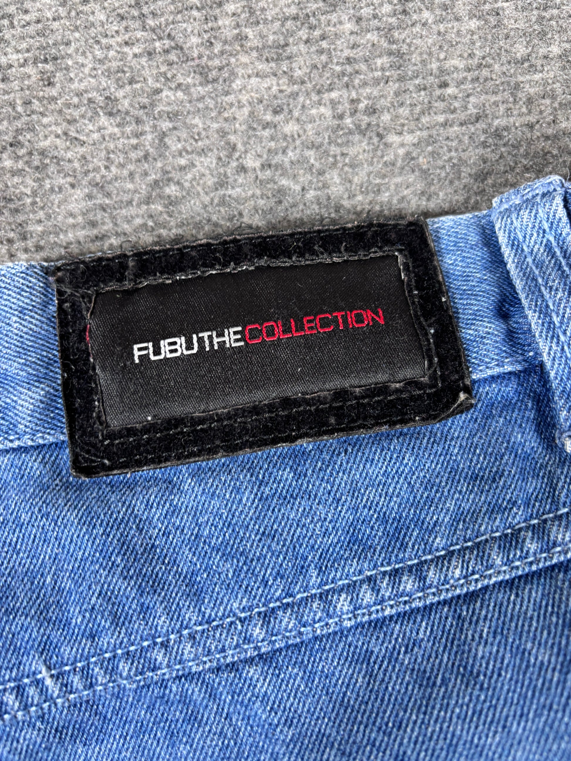 Vintage FUBU Carpenter Cargo Denim Shorts Men’s 46 Mid-Wash Super Baggy Hip Hop