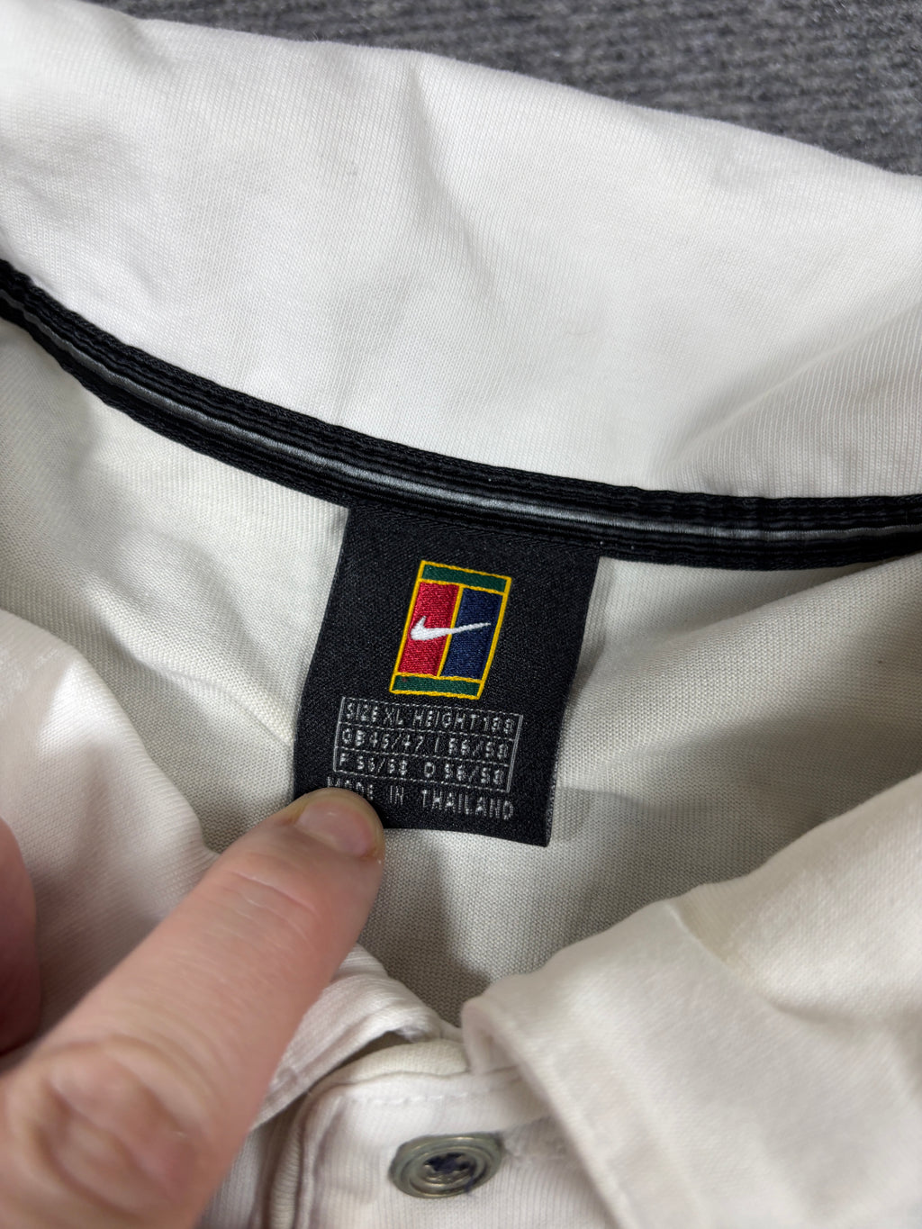 Vintage 90s Nike Court Polo Shirt Men’s XL White/Cream Alpha Project Chest Badge