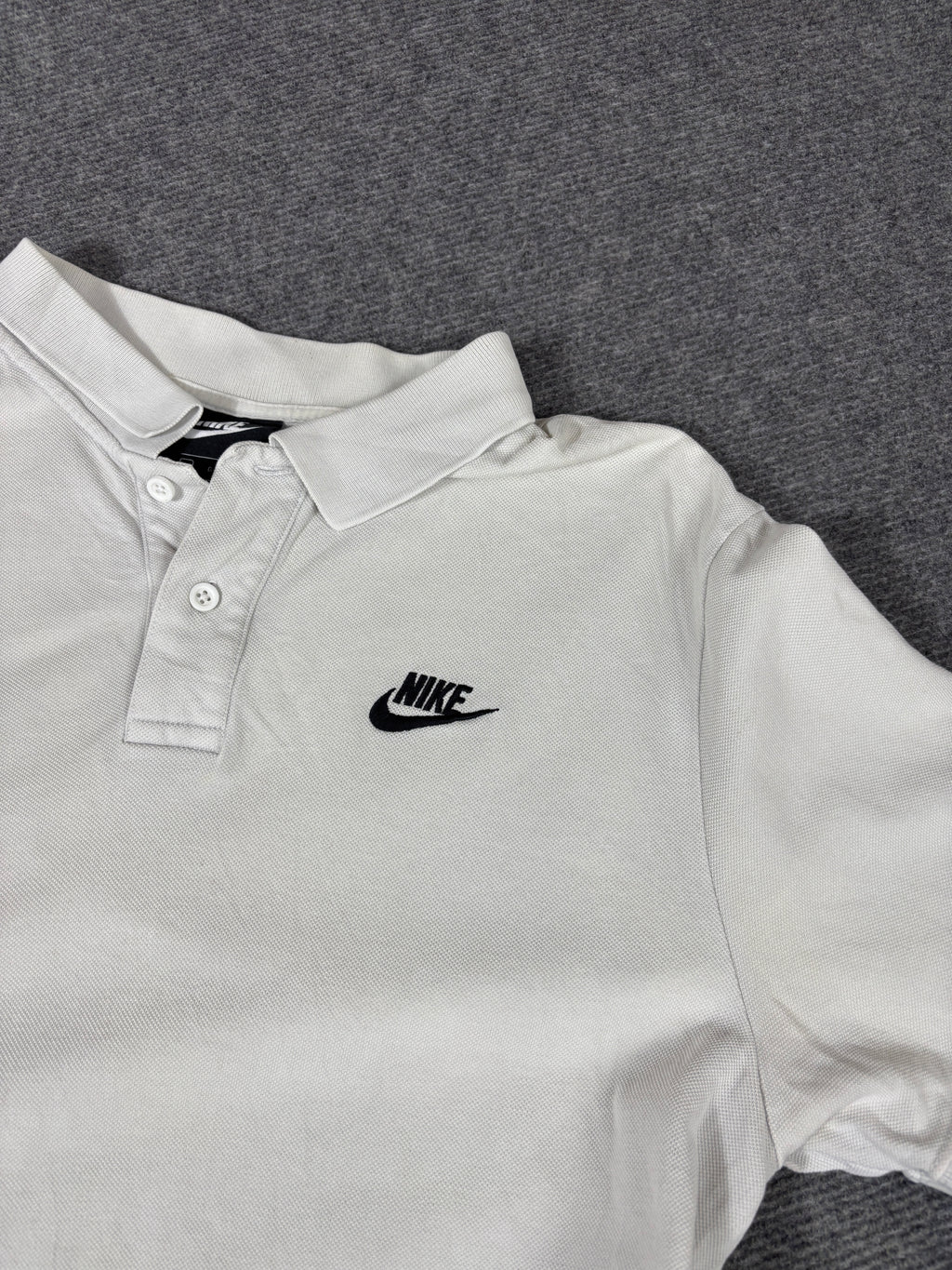Nike Polo Shirt Men’s L Light Grey Cotton Chest Logo Classic