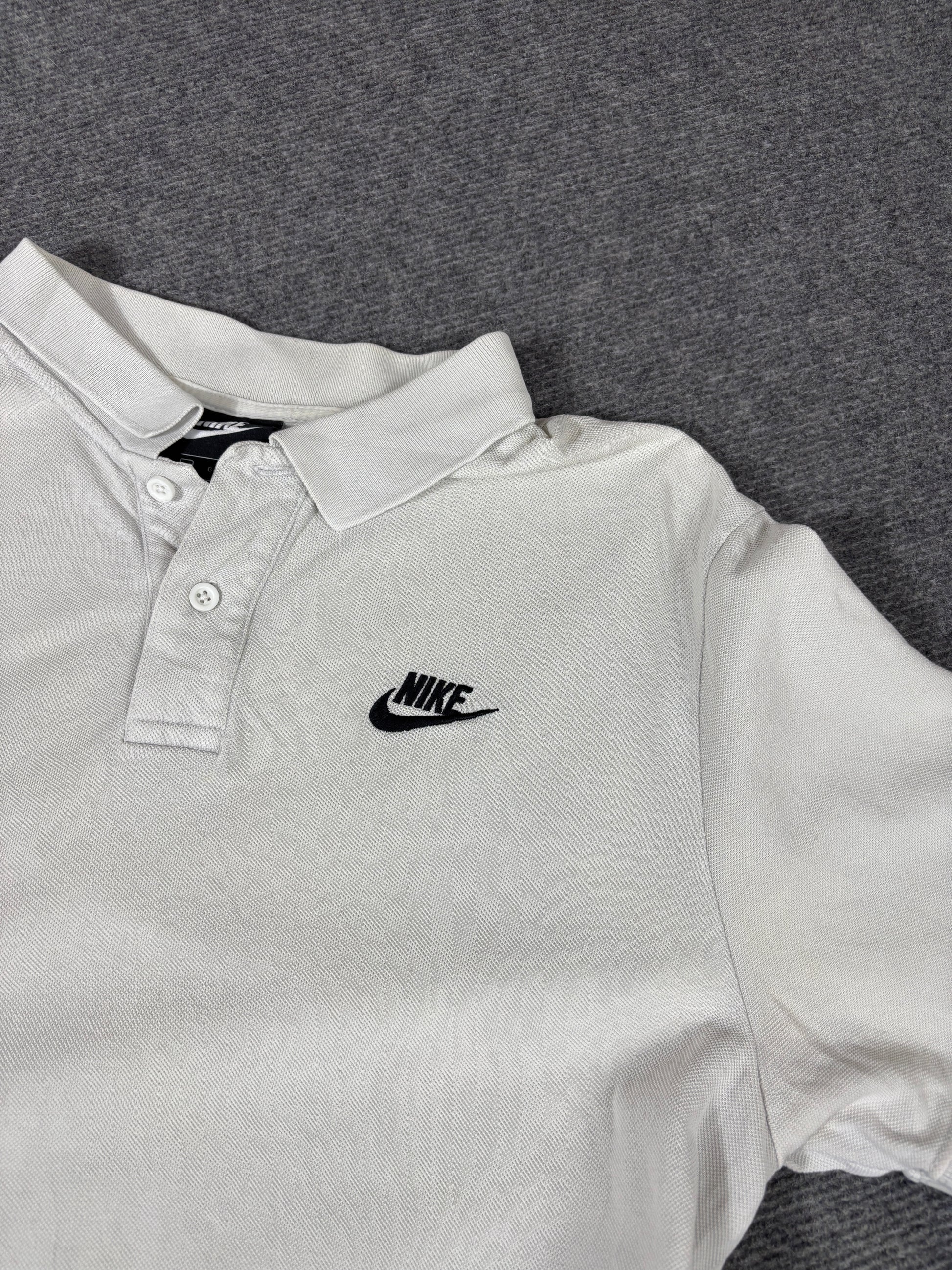 Nike Polo Shirt Men’s L Light Grey Cotton Chest Logo Classic