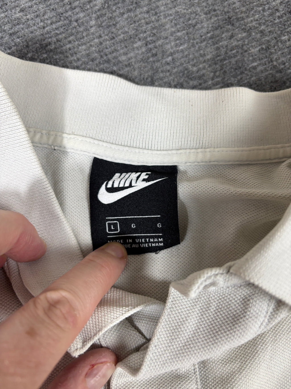 Nike Polo Shirt Men’s L Light Grey Cotton Chest Logo Classic