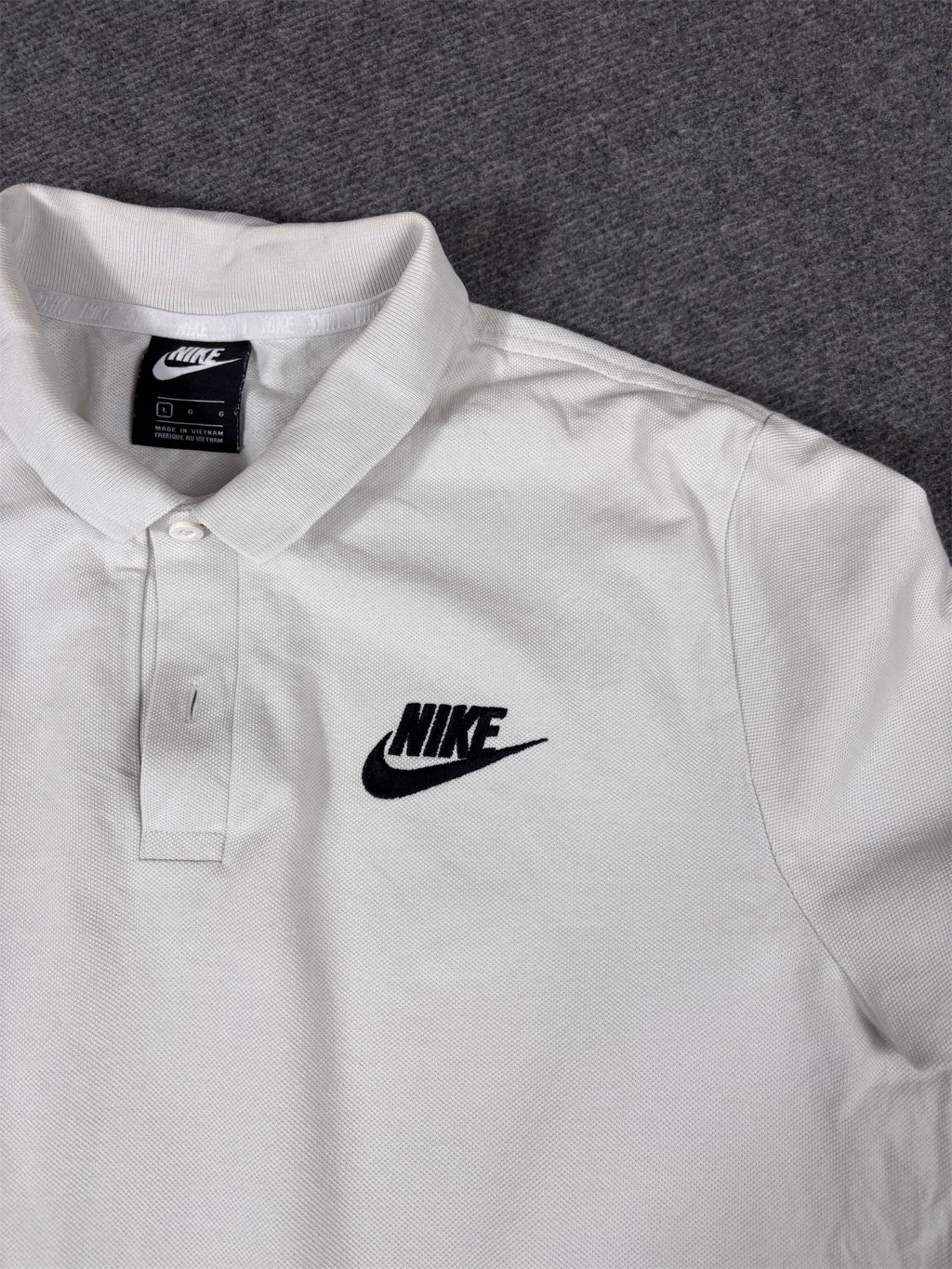 Nike Polo Shirt Women’s L White/Off-White Cotton Chest Logo Classic