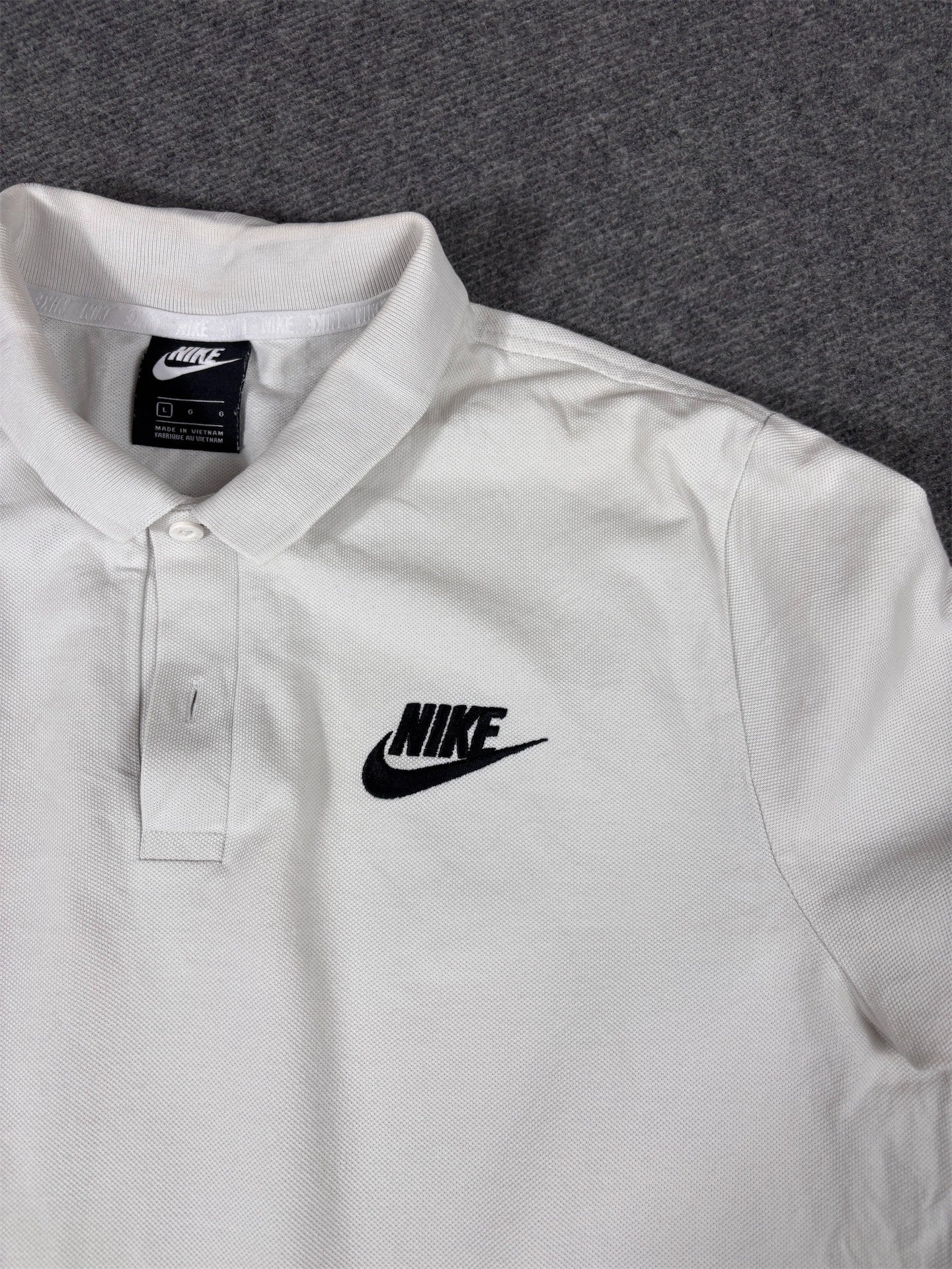 Nike Polo Shirt Women’s L White/Off-White Cotton Chest Logo Classic