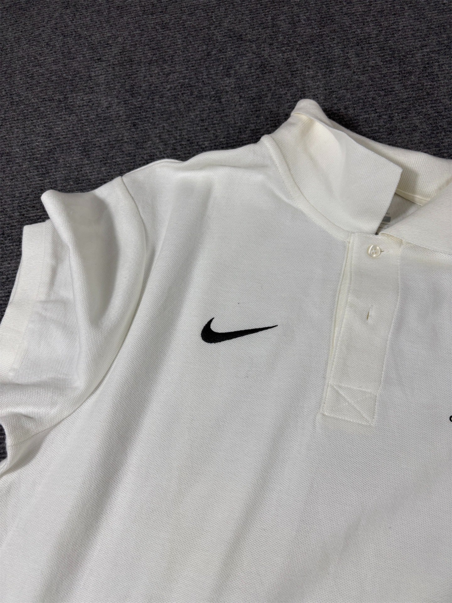 Nike Polo Shirt Men’s L White Black Chest Swoosh FSPN Football Police