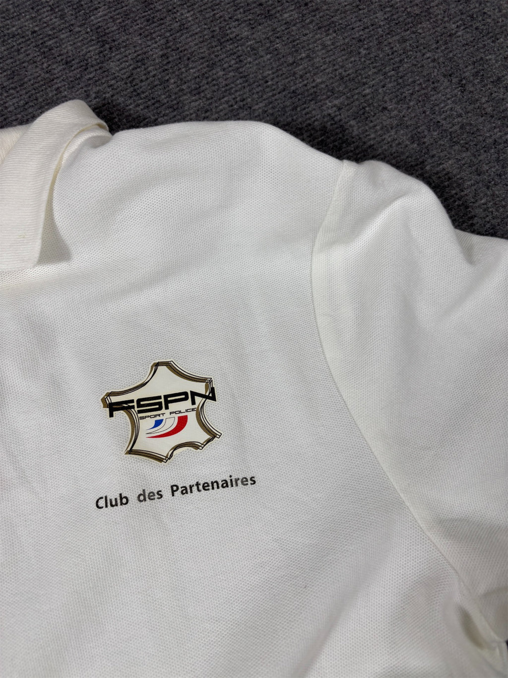 Nike Polo Shirt Men’s L White Black Chest Swoosh FSPN Football Police