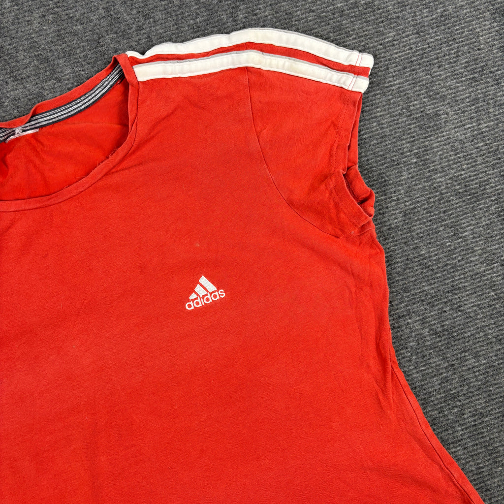 y2k Adidas activewear t-shirt women's small orange white petite top