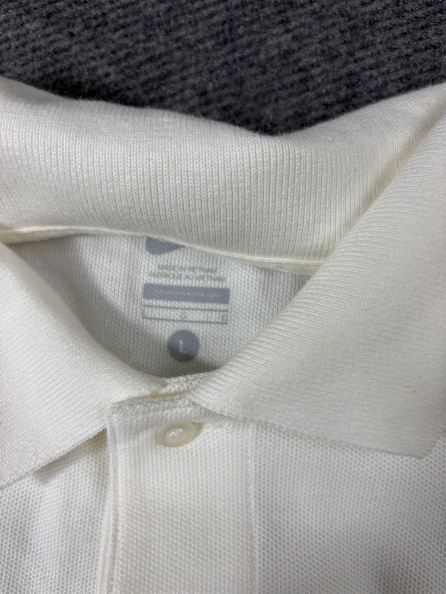 Nike Polo Shirt Men’s L White Black Chest Swoosh FSPN Football Police