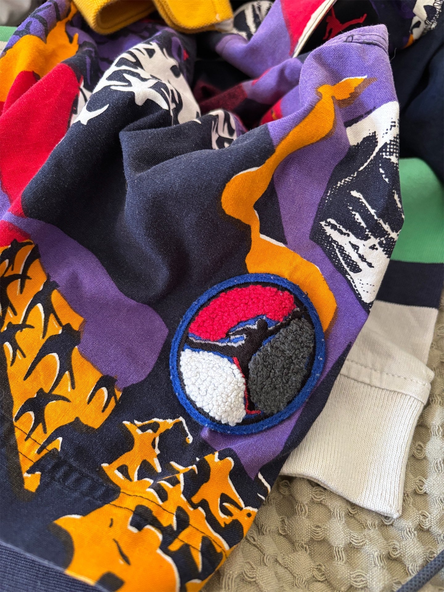Vintage 90's Nike Jordan Aqua 8 Baseball Jersey Men's XL Multi All Over Pattern Retro Button Down