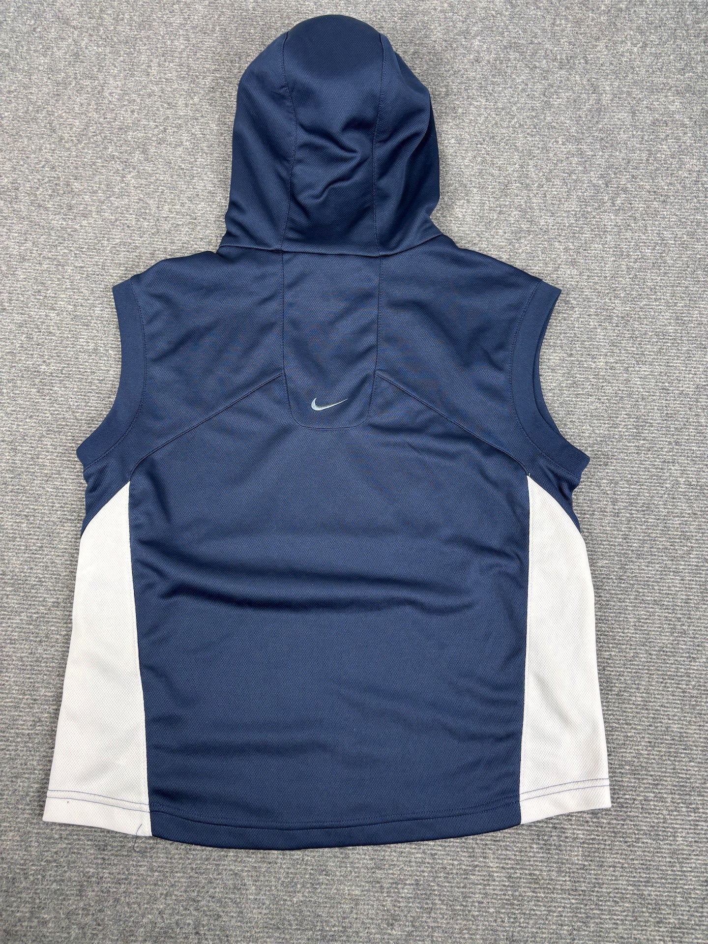 Vintage Y2K Nike Shox Jersey Hoodie Men's M Navy Blue Spell Out Badge Sleeveless