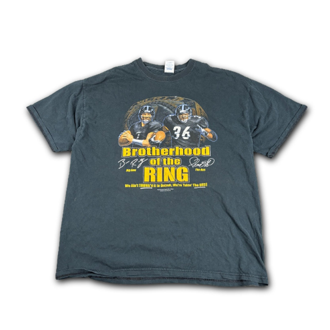 Vintage Y2K Gildan T-shirt Men's XL Black Brotherhood of the Ring Football 2006 Crew Neck