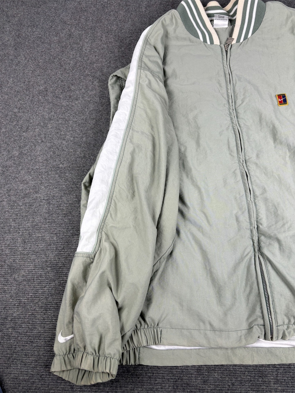 Vintage 90's Nike Court Jacket Men's XL Green White Panels Full Zip