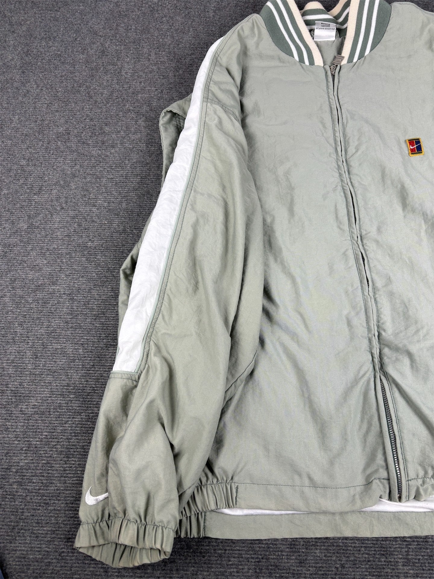 Vintage 90's Nike Court Jacket Men's XL Green White Panels Full Zip