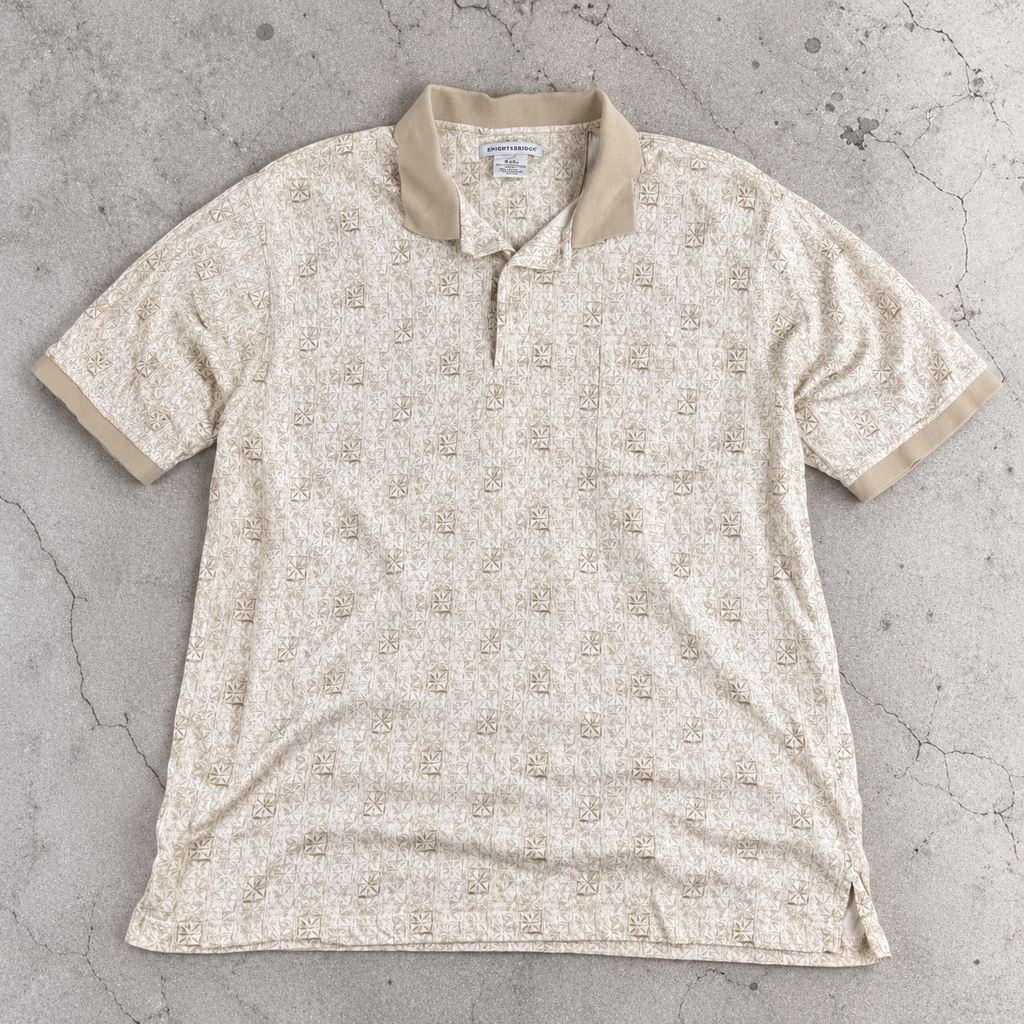 Knightsbridge Retro Polo Shirt Men's Large Cream Orange Golf Palm Springs Core