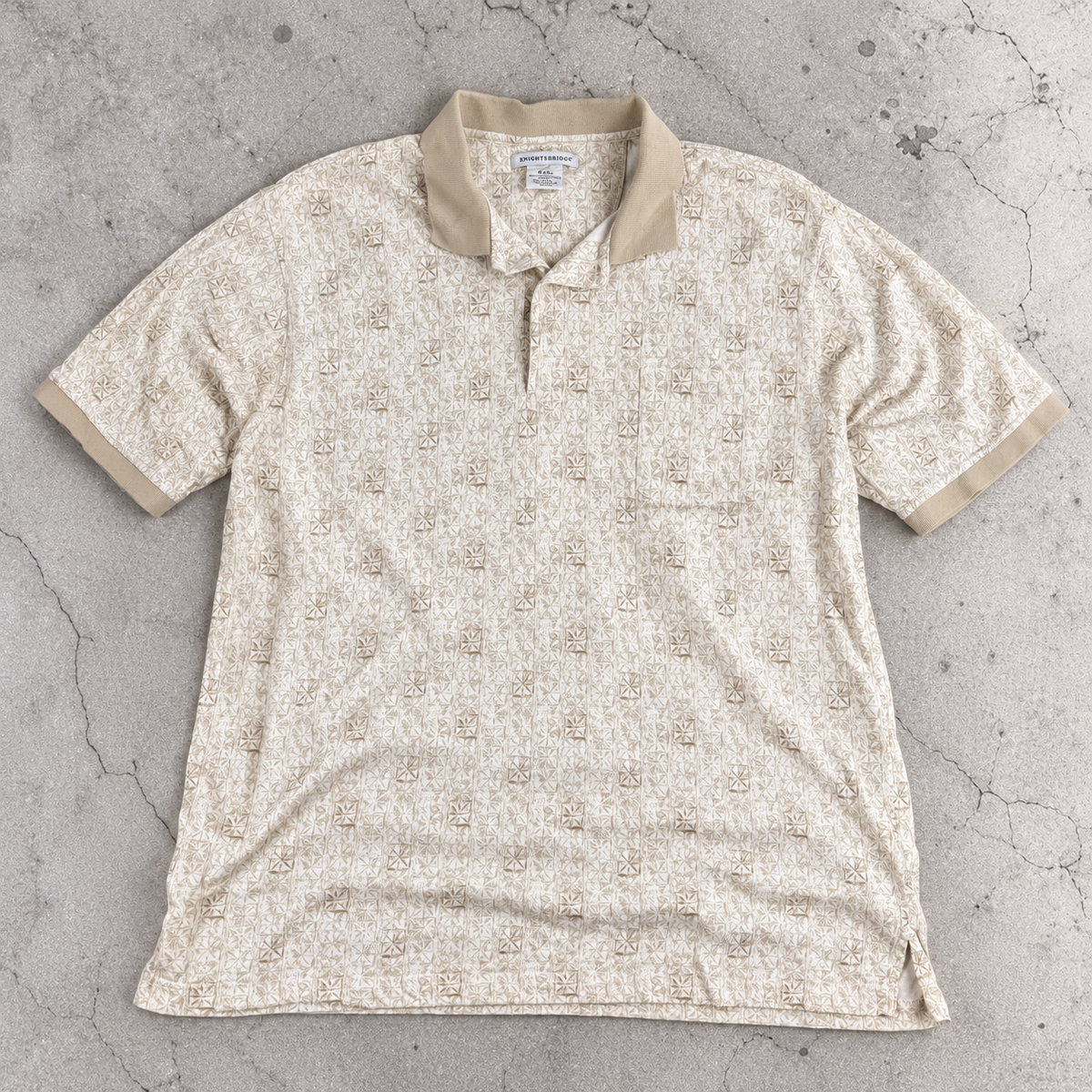 Knightsbridge Retro Polo Shirt Men's Large Cream Orange Golf Palm Springs Core
