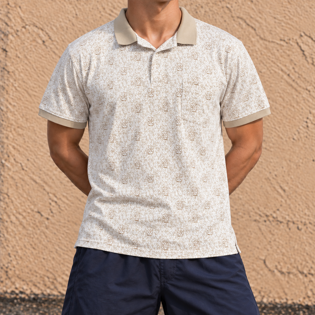 Knightsbridge Retro Polo Shirt Men's Large Cream Orange Golf Palm Springs Core