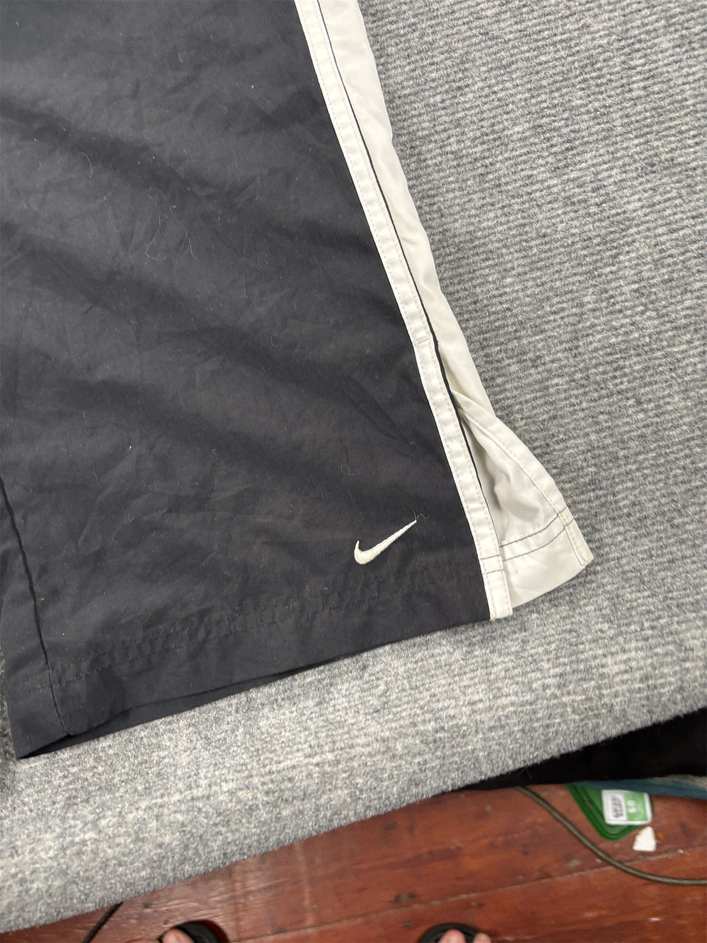 Vintage Y2K Nike Track Pants Womens M Black White Panel Ankle Swoosh Joggers