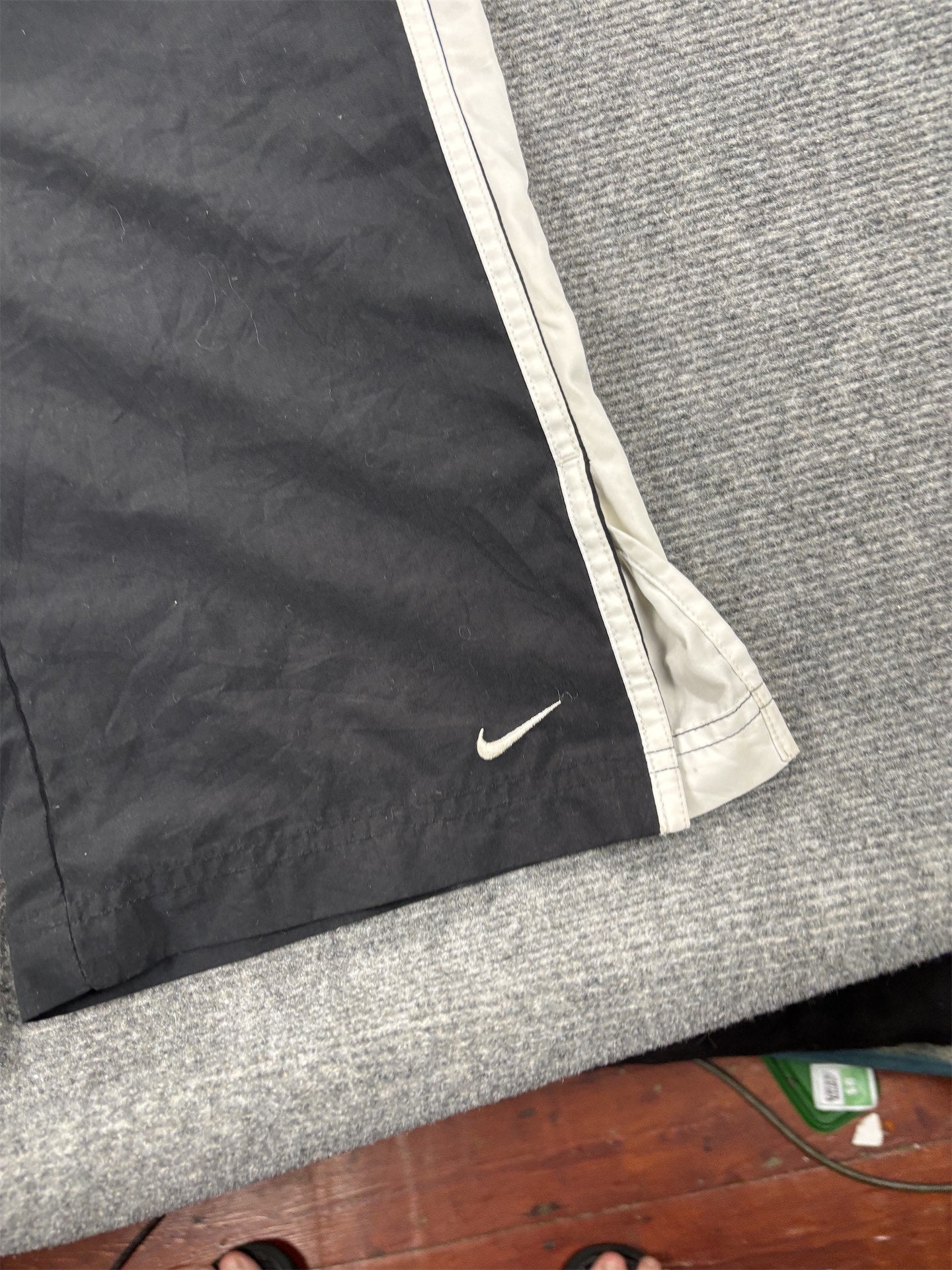 Vintage Y2K Nike Track Pants Womens M Black White Panel Ankle Swoosh Joggers