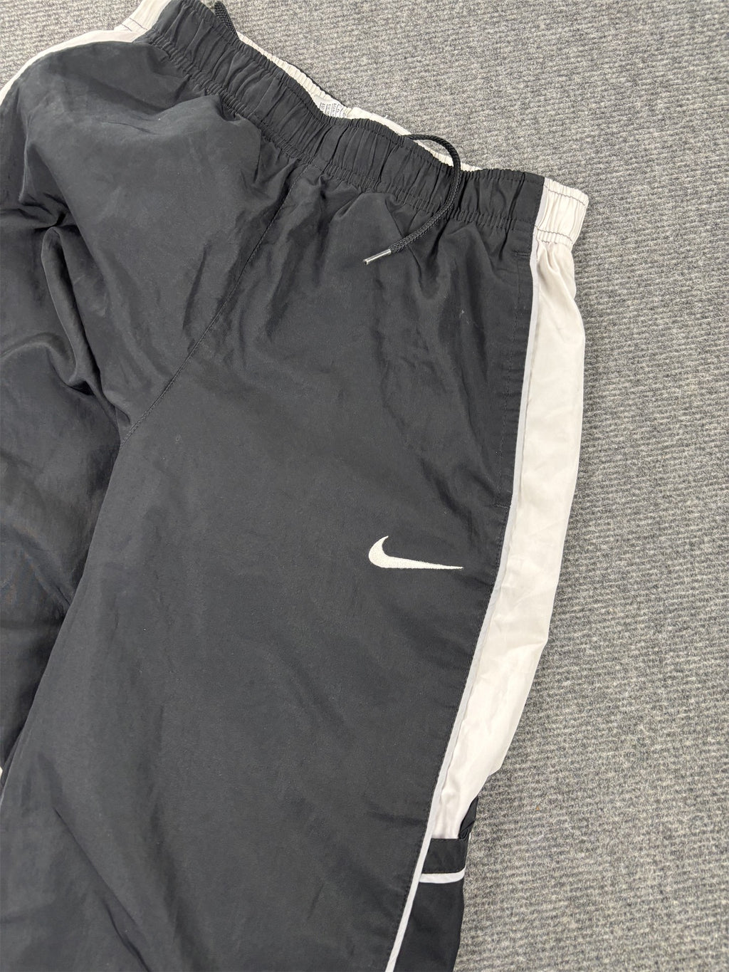 Vintage Y2K Nike Track Pants Women's XS Black White Grey Piping Ankle Swoosh Joggers