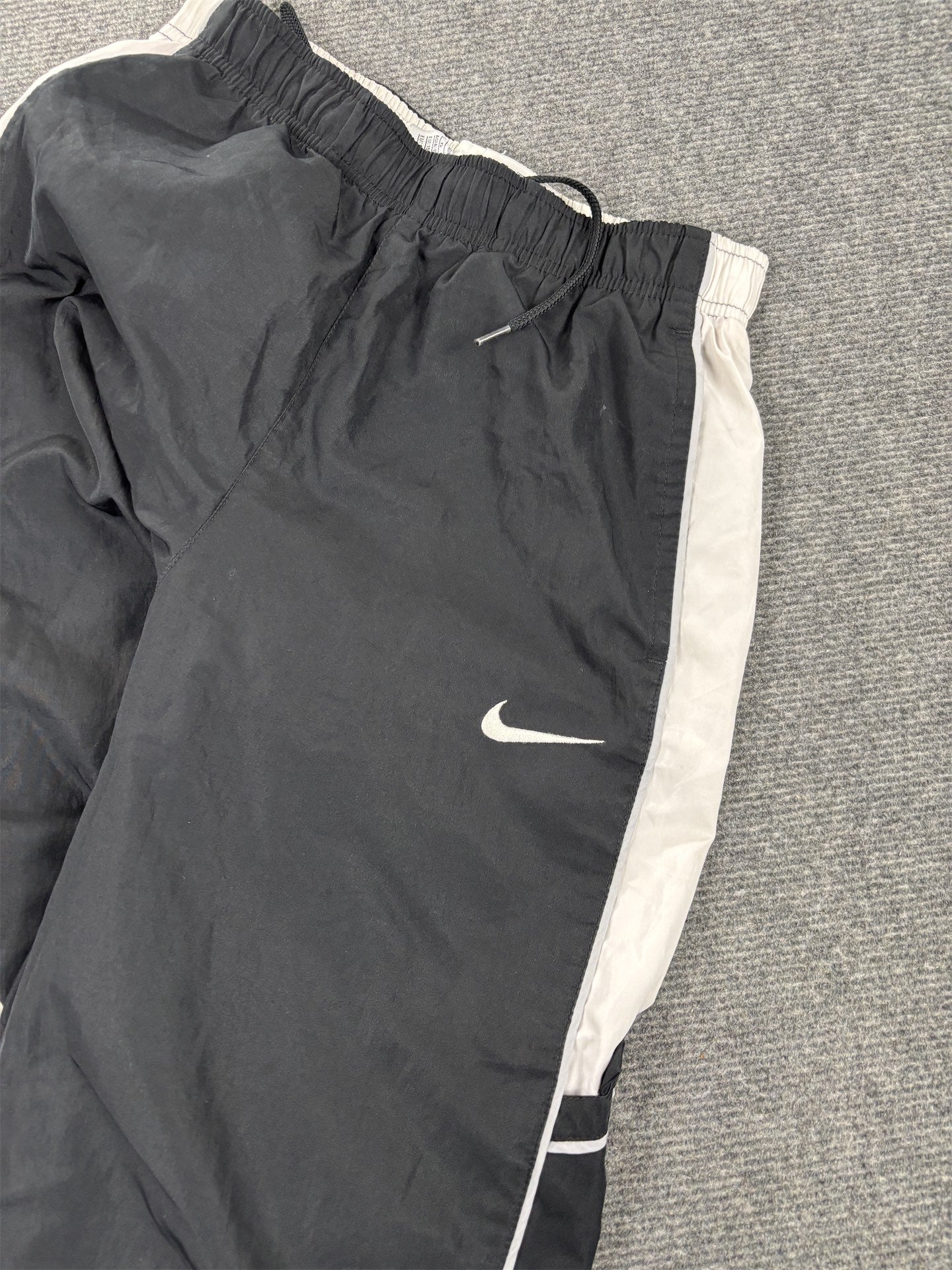 Vintage Y2K Nike Track Pants Women's XS Black White Grey Piping Ankle Swoosh Joggers