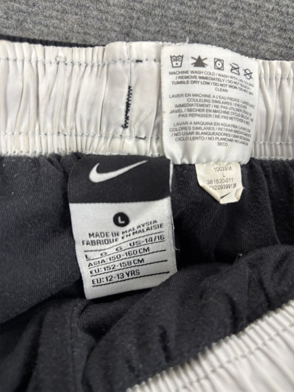 Vintage Y2K Nike Track Pants Women's XS Black White Grey Piping Ankle Swoosh Joggers