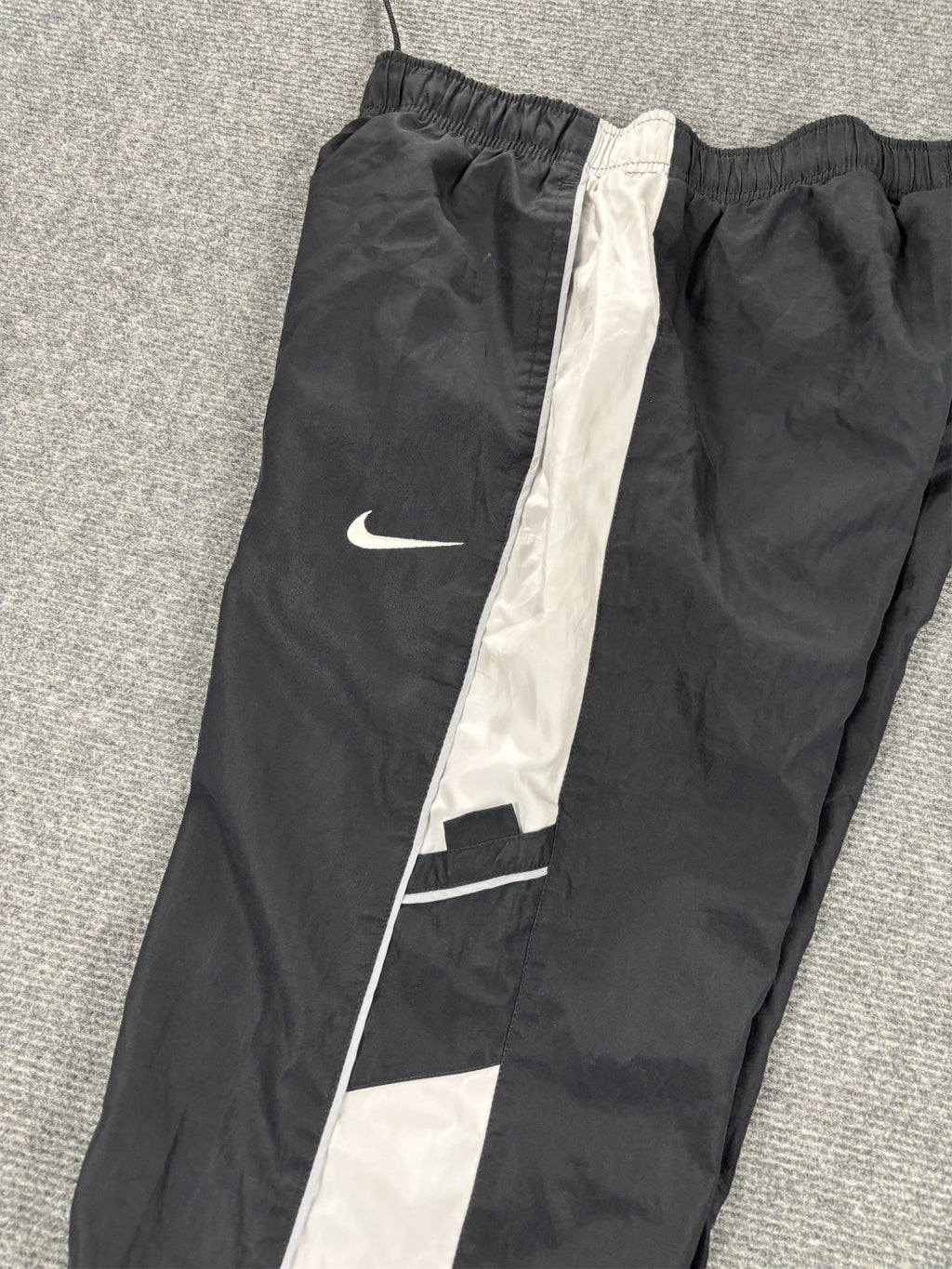 Vintage Y2K Nike Track Pants Women's XS Black White Grey Piping Ankle Swoosh Joggers