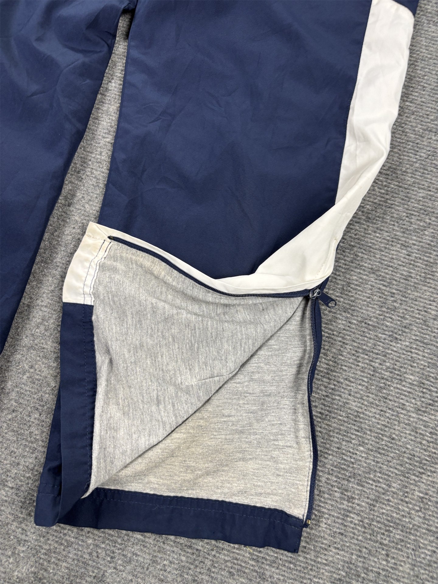 Vintage Y2K Nike Track Pants Women's S Navy Blue White Grey Piping Spell Out Joggers