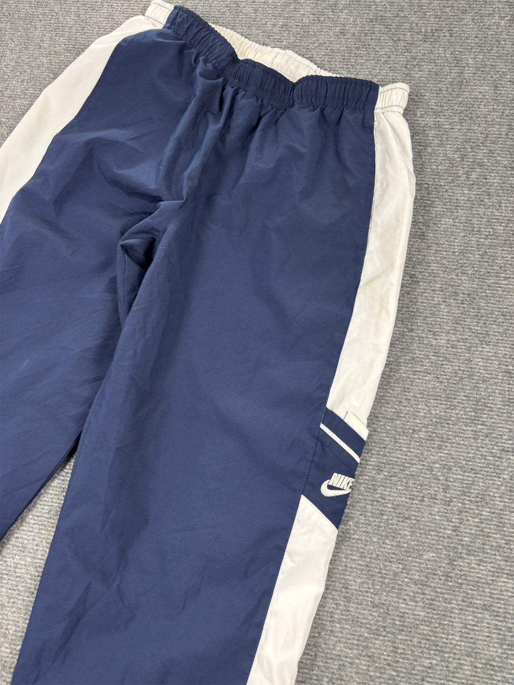 Vintage Y2K Nike Track Pants Women's S Navy Blue White Grey Piping Spell Out Joggers