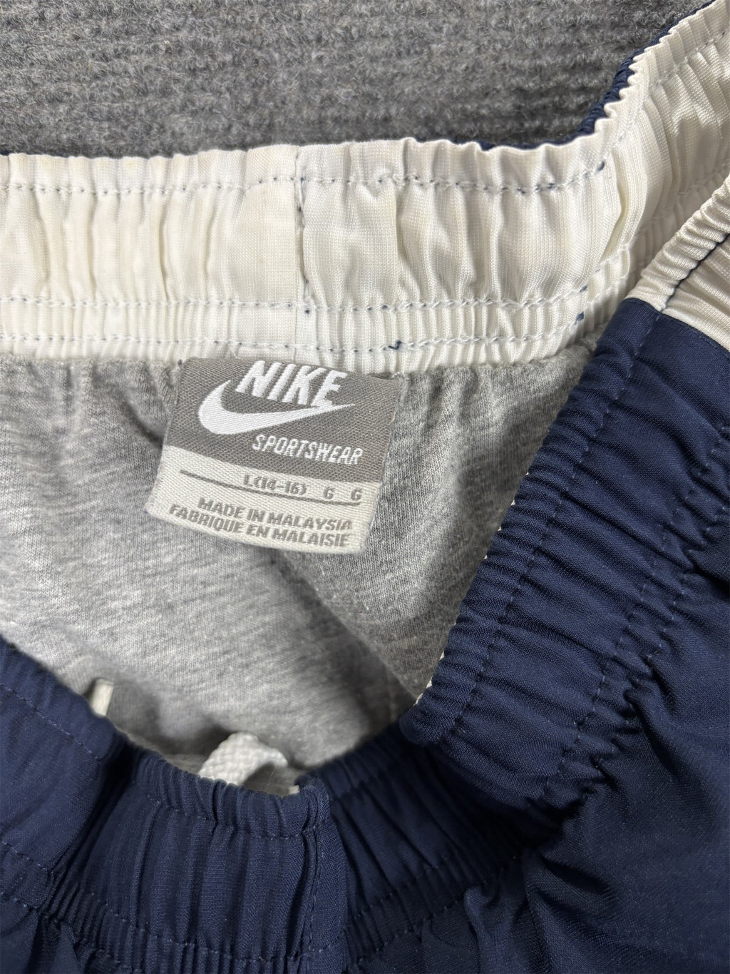 Vintage Y2K Nike Track Pants Women's S Navy Blue White Grey Piping Spell Out Joggers