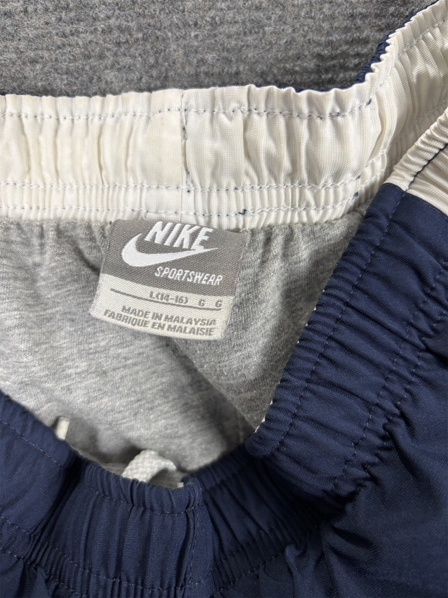 Vintage Y2K Nike Track Pants Women's S Navy Blue White Grey Piping Spell Out Joggers