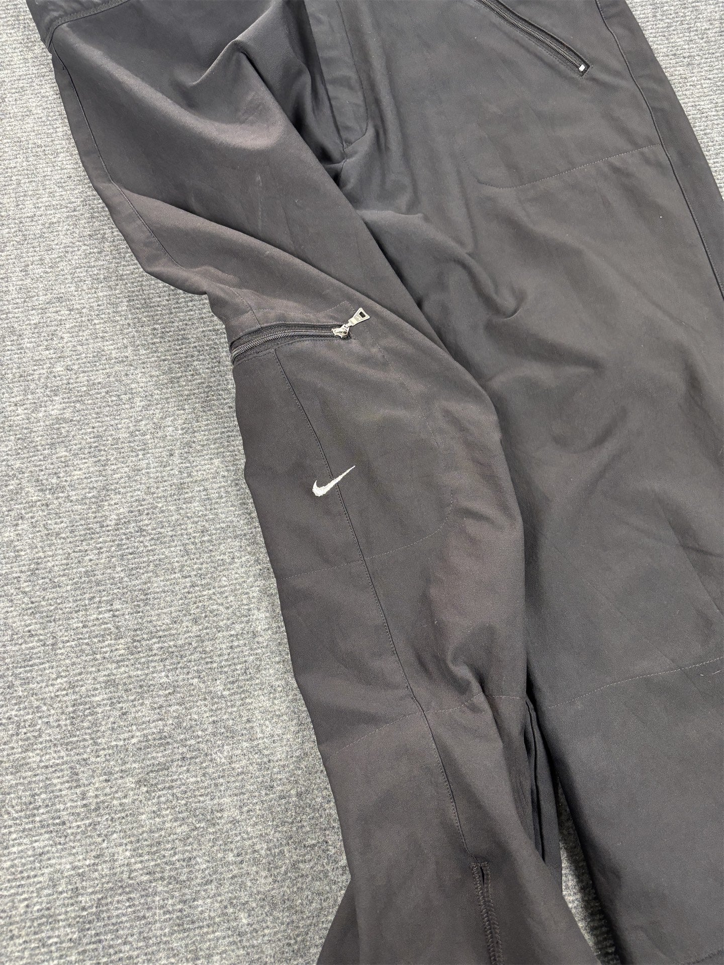 Vintage Y2K Nike 3/4 Track Pants Womens L Black Cargo Pocket Rare Joggers