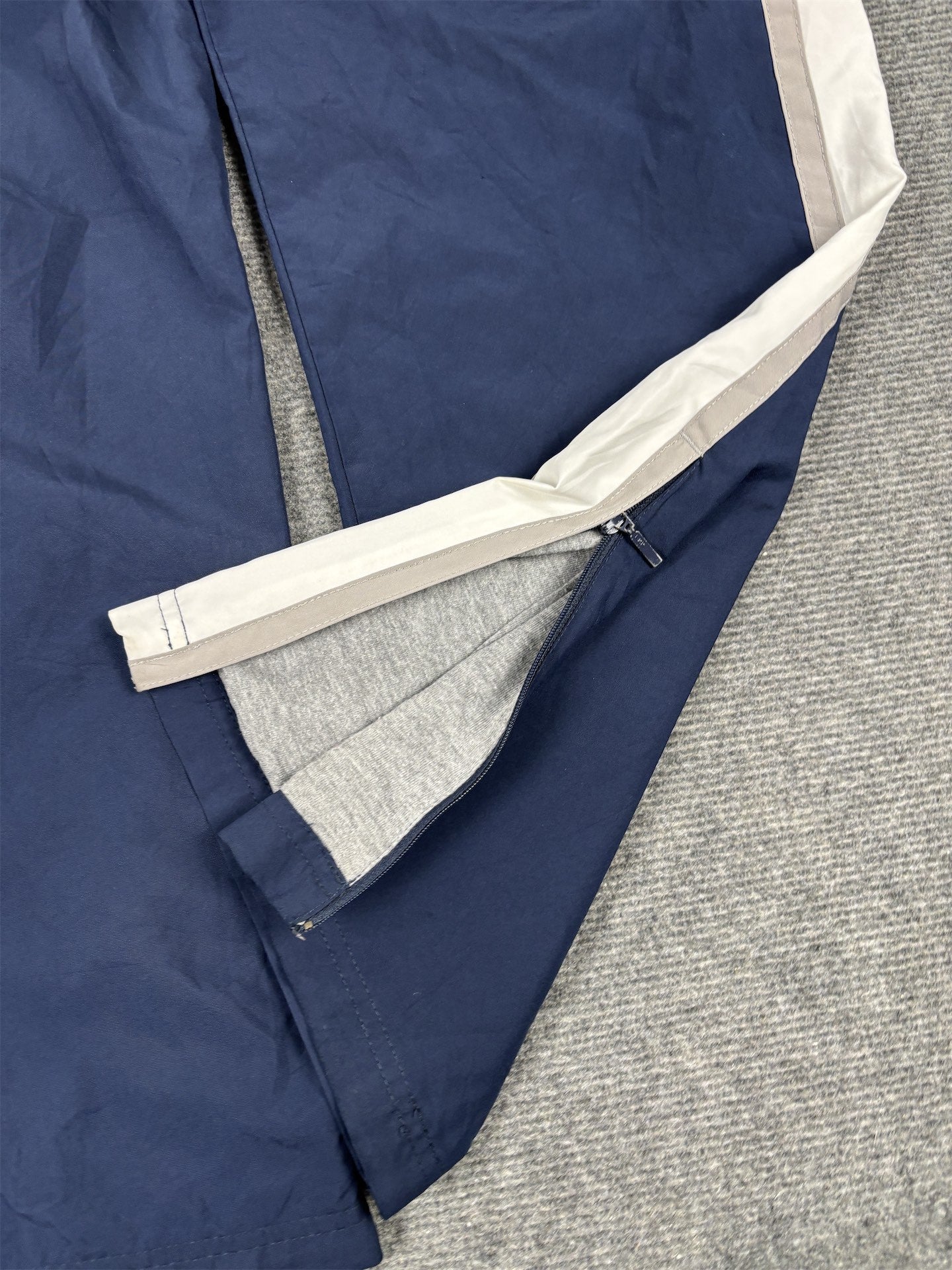 Vintage Y2K Nike Track Pants Women's XS Navy Blue White Piping Ankle Swoosh