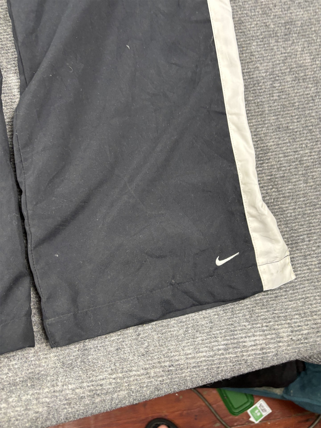 Vintage Y2K Nike Track Pants Women's L Black White Ankle Swoosh Ladies Joggers