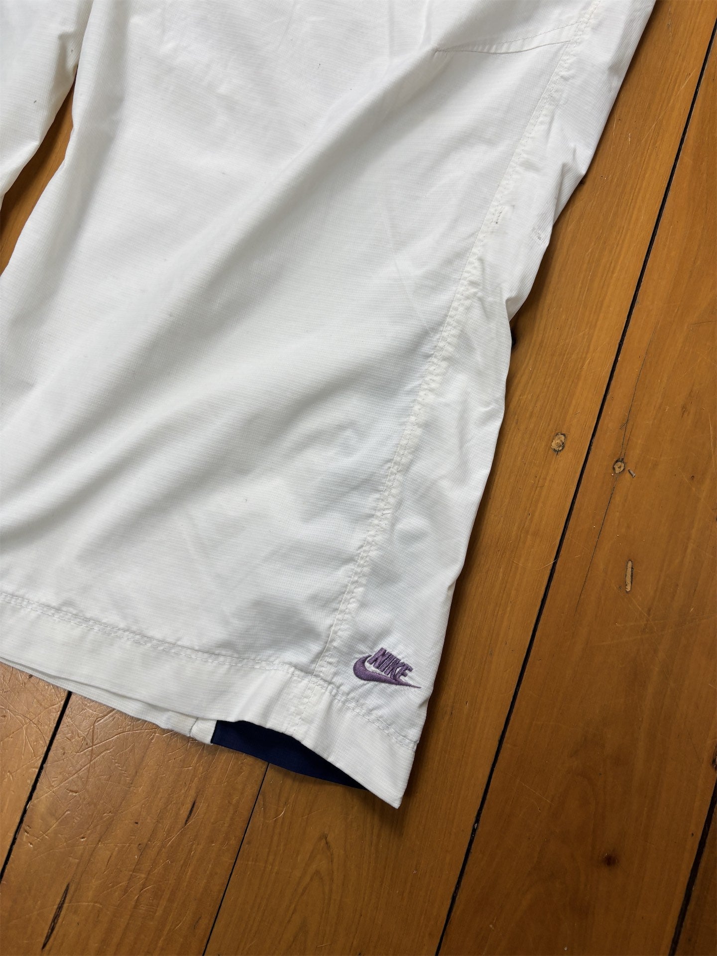Vintage Y2K Nike Track Pants Men's XL White Blue Panels Purple Ankle Swoosh Joggers