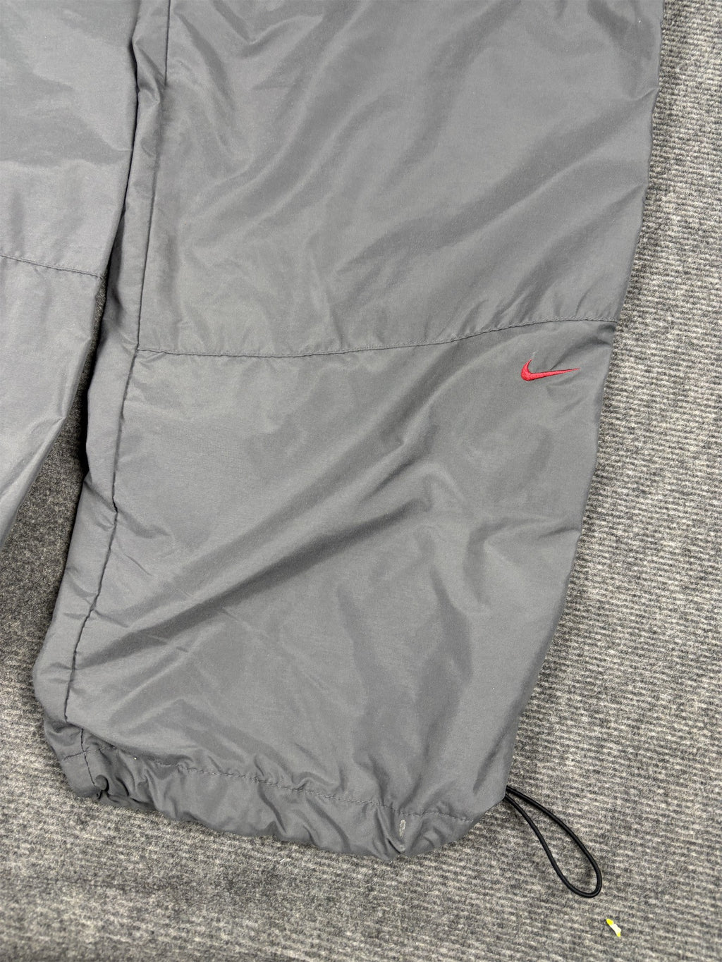 Vintage Y2K Nike Track Pants Men's XL Grey Red Panel Swoosh Joggers Bungee Ankle
