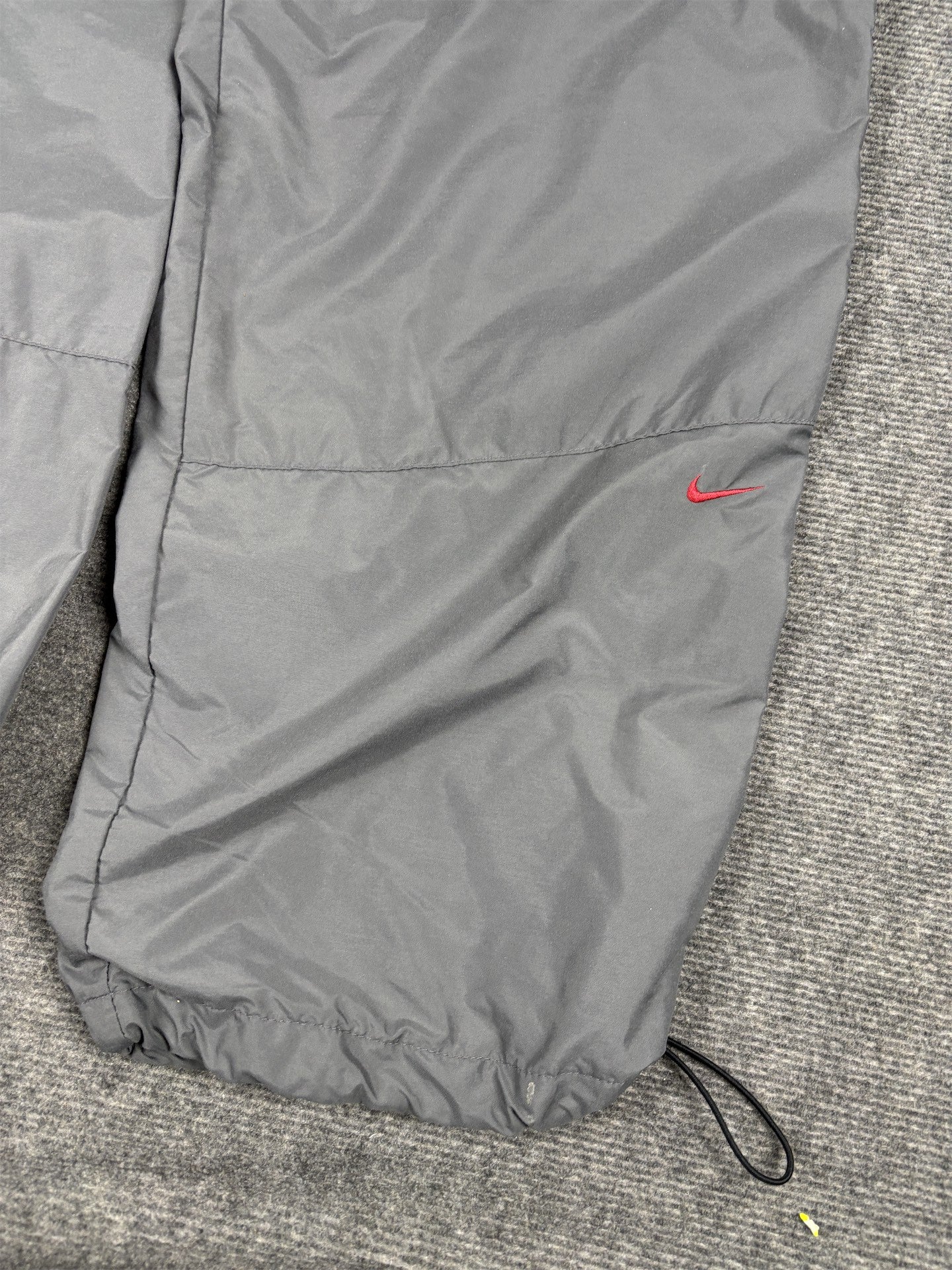 Vintage Y2K Nike Track Pants Men's XL Grey Red Panel Swoosh Joggers Bungee Ankle