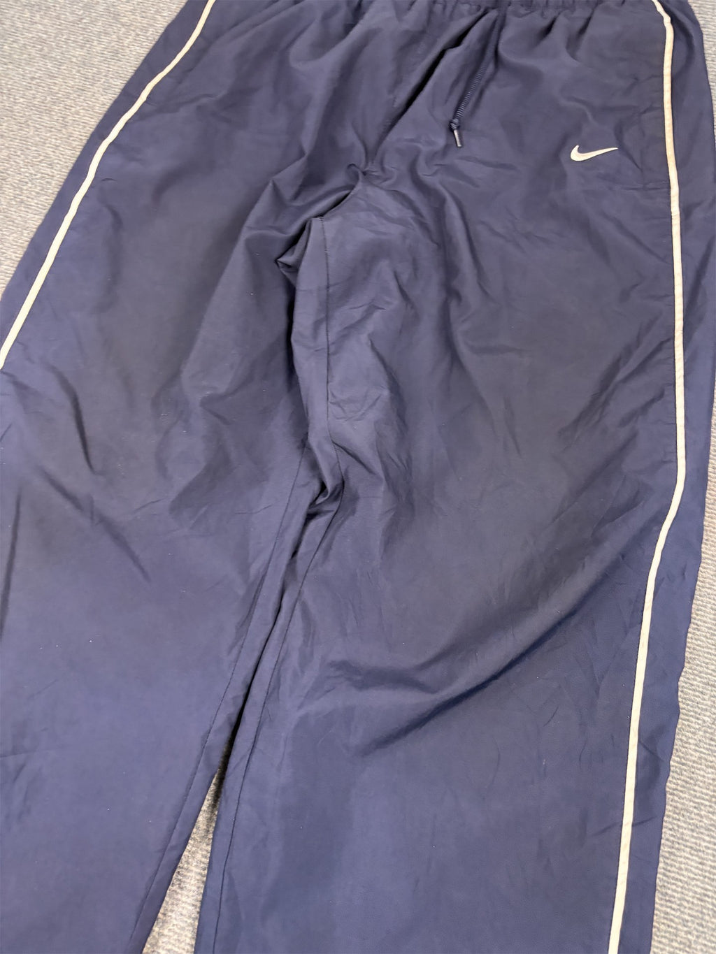 Vintage Y2K Nike Track Pants Men's XL Navy Blue Double White Piping Swoosh Joggers