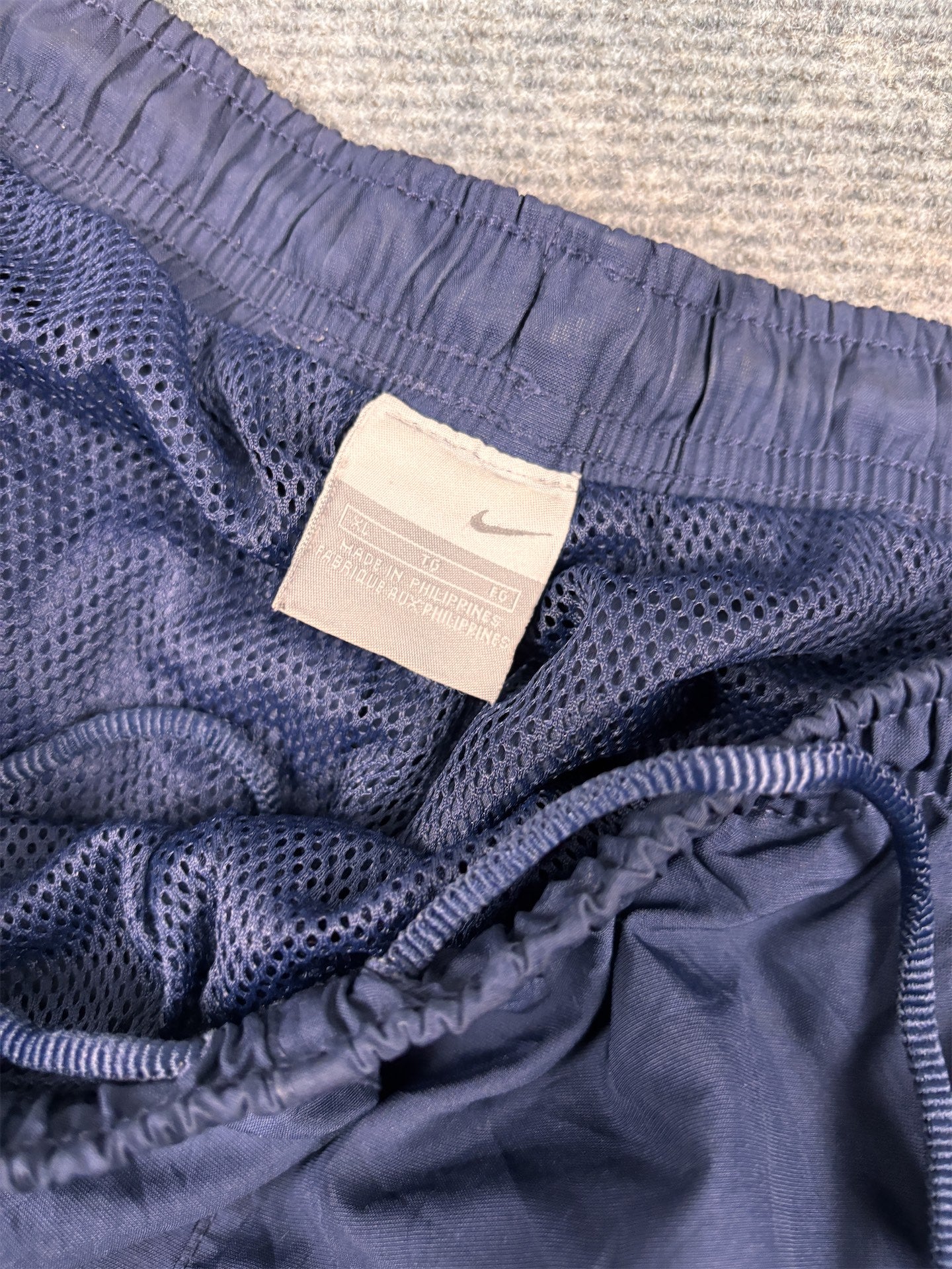 Vintage Y2K Nike Track Pants Men's XL Navy Blue Double White Piping Swoosh Joggers