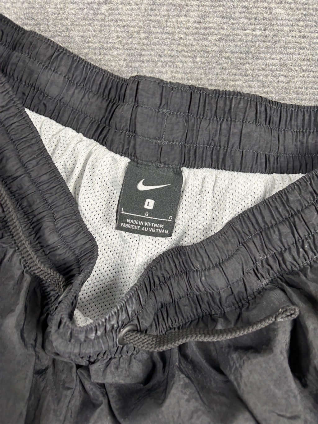Y2K Nike Track Pants Men's L Black Yellow White Spell Out Joggers
