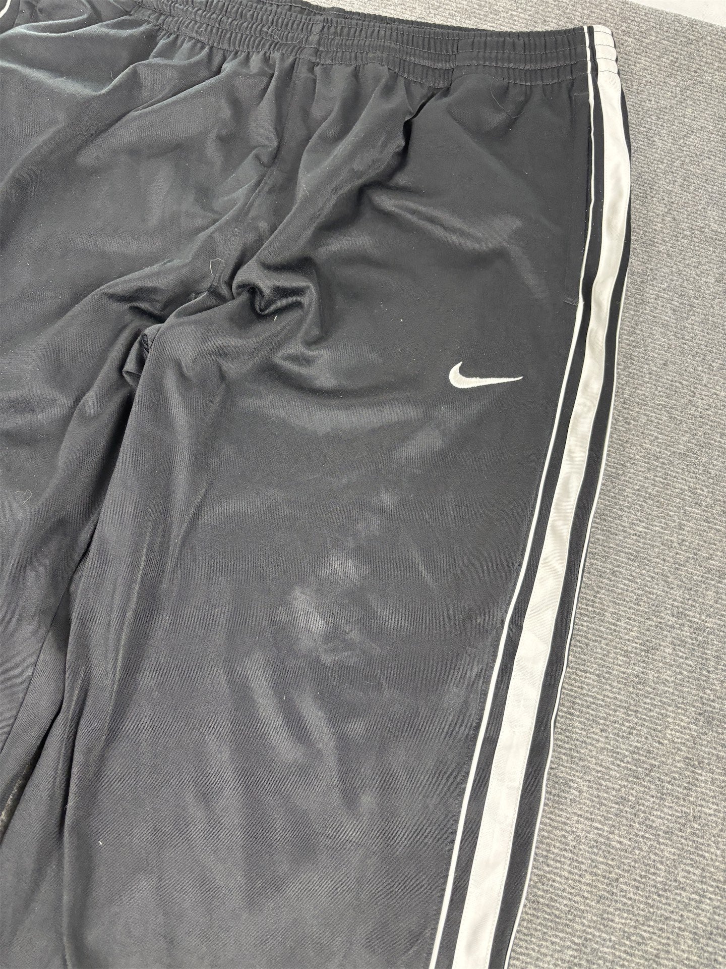 Nike Track Pants Men's L Black White Piping Swoosh Baggy Joggers