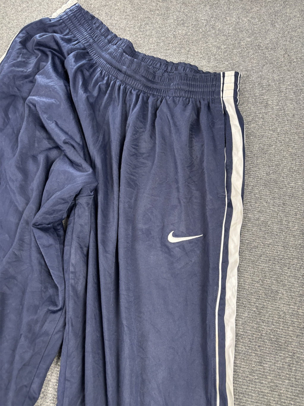 Nike Track Pants Men's L Navy Blue White Piping Swoosh Baggy Joggers