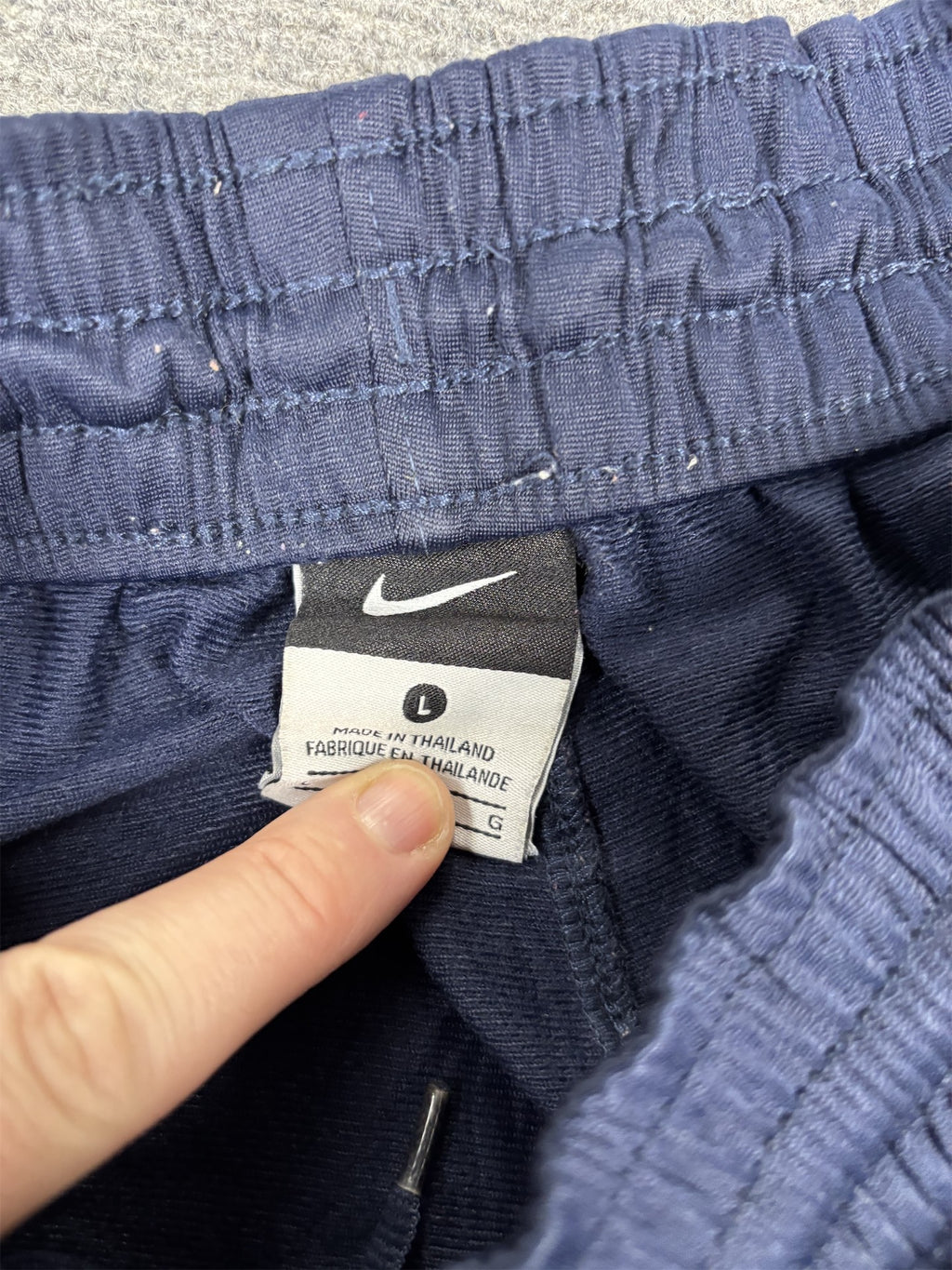 Nike Track Pants Men's L Navy Blue White Piping Swoosh Baggy Joggers