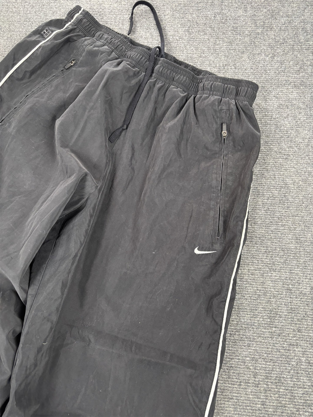 Vintage Y2K Nike Court Track Pants Men's M Black White Piping Swoosh Cuffed Joggers