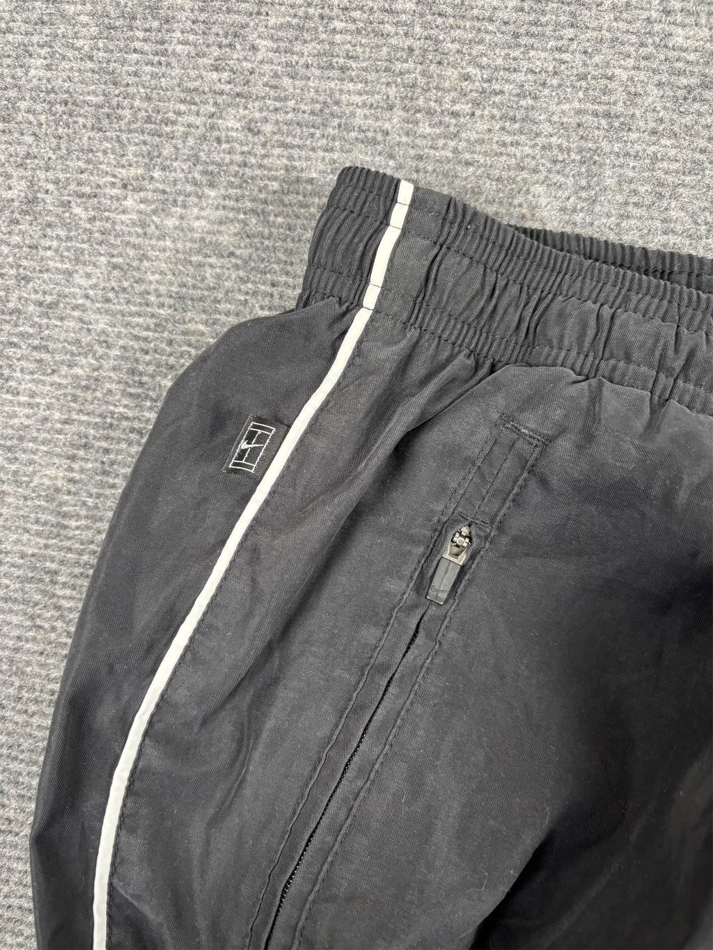 Vintage Y2K Nike Court Track Pants Men's M Black White Piping Swoosh Cuffed Joggers