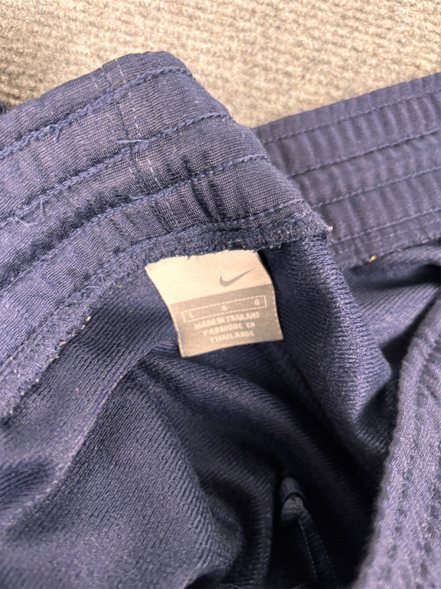 Vintage Y2K Nike Track Pants Men's L Navy Blue Double Swoosh Piping Satin Joggers