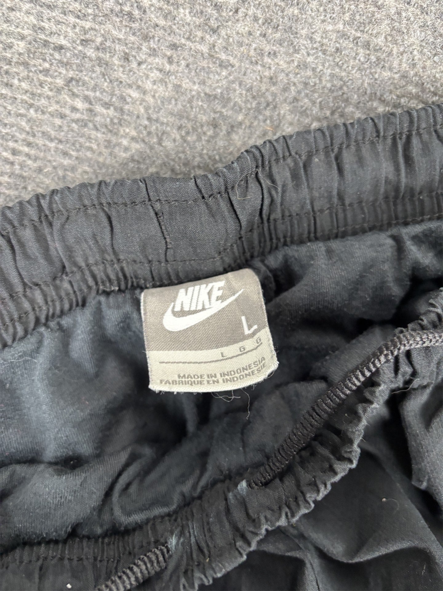 Vintage Y2K Nike Track Pants Men's L Black White Swoosh Classic Joggers Super Baggy